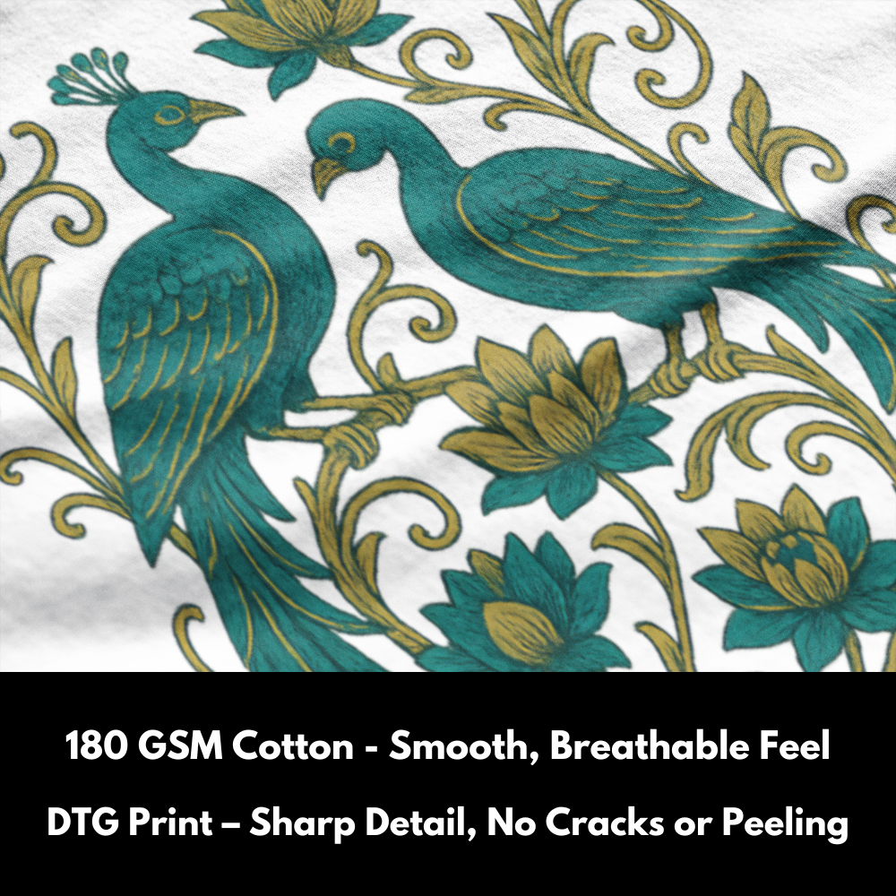 Gilded Lotus Peacocks - 100% Cotton Tshirts