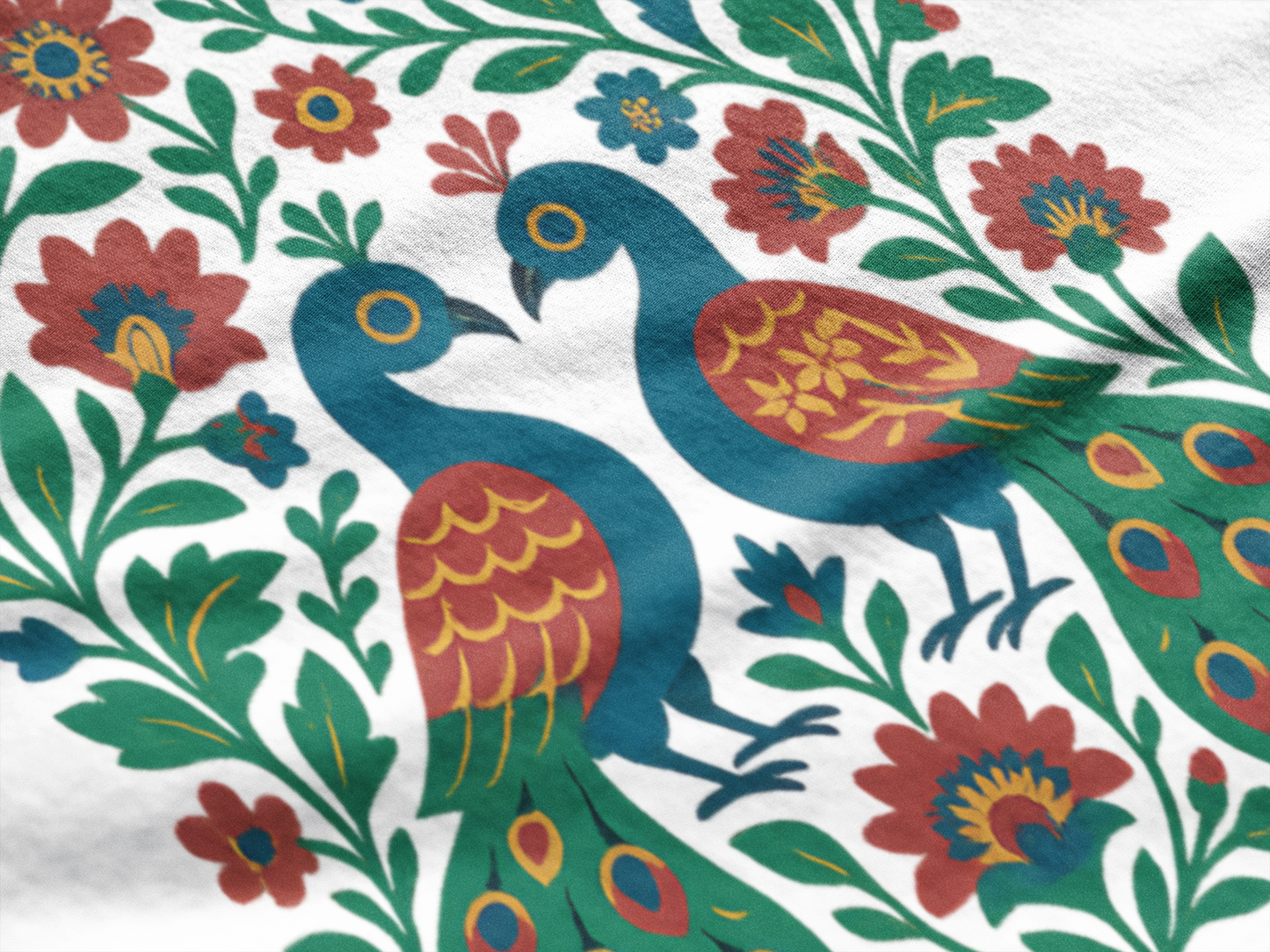 Folk Peacocks - 100% Cotton Tshirts