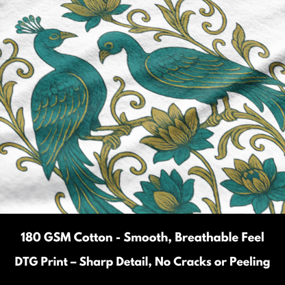 Gilded Lotus Peacocks - 100% Cotton Tshirts