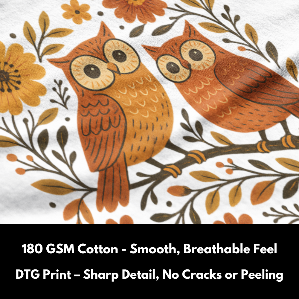 Autumn Orchard Owls - 100% Cotton Tshirts