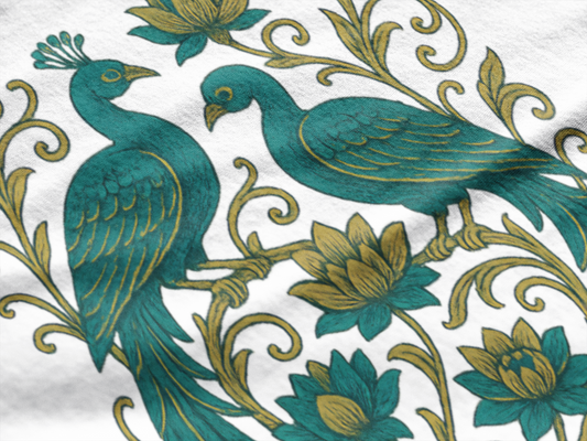 Gilded Lotus Peacocks - 100% Cotton Tshirts