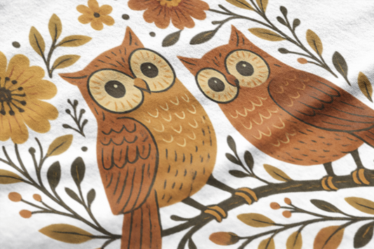 Autumn Orchard Owls - 100% Cotton Tshirts