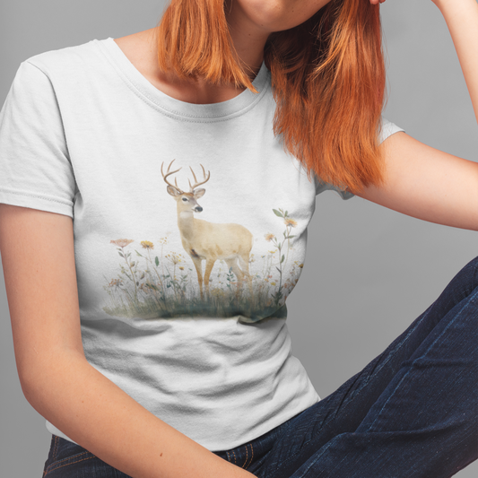 Deer with Wildflowers Tee